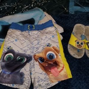 Boys Disney Store PUPPY DOG PALS Swimming Trunk SET Size 4